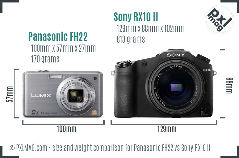 Panasonic FH22 vs Sony RX10 II size comparison