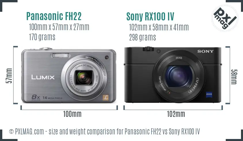 Panasonic FH22 vs Sony RX100 IV size comparison