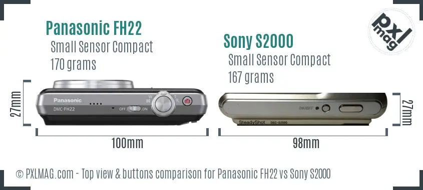 Panasonic FH22 vs Sony S2000 top view buttons comparison