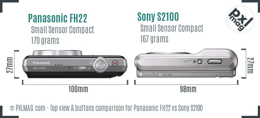 Panasonic FH22 vs Sony S2100 top view buttons comparison