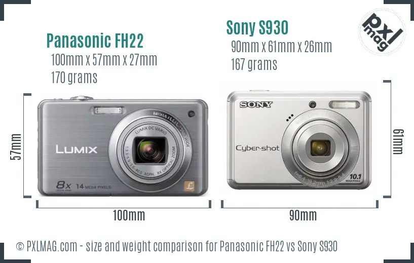 Panasonic FH22 vs Sony S930 size comparison