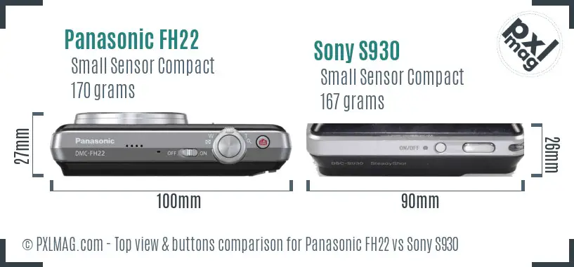 Panasonic FH22 vs Sony S930 top view buttons comparison