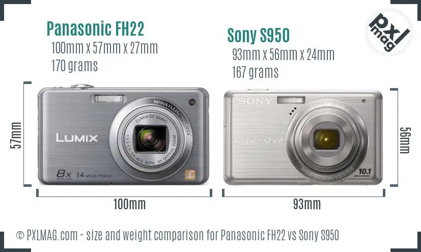 Panasonic FH22 vs Sony S950 size comparison