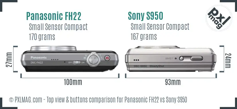 Panasonic FH22 vs Sony S950 top view buttons comparison