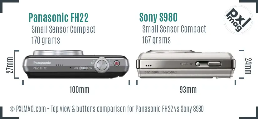 Panasonic FH22 vs Sony S980 top view buttons comparison