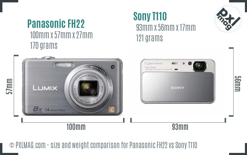 Panasonic FH22 vs Sony T110 size comparison