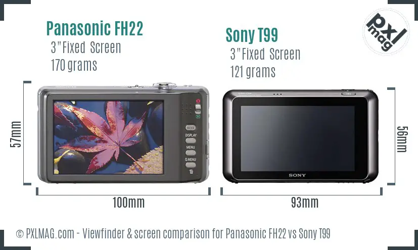 Panasonic FH22 vs Sony T99 Screen and Viewfinder comparison
