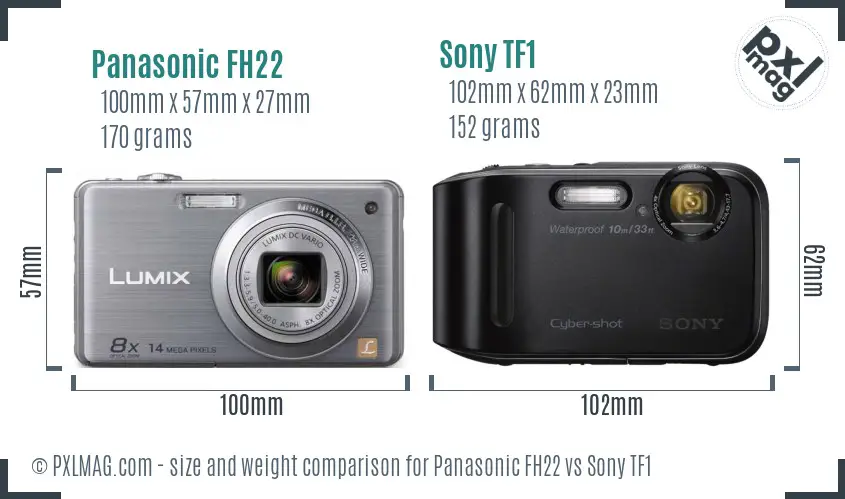 Panasonic FH22 vs Sony TF1 size comparison