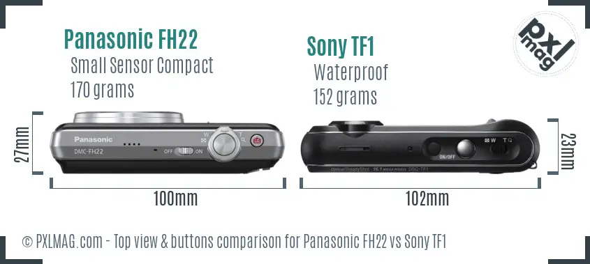 Panasonic FH22 vs Sony TF1 top view buttons comparison