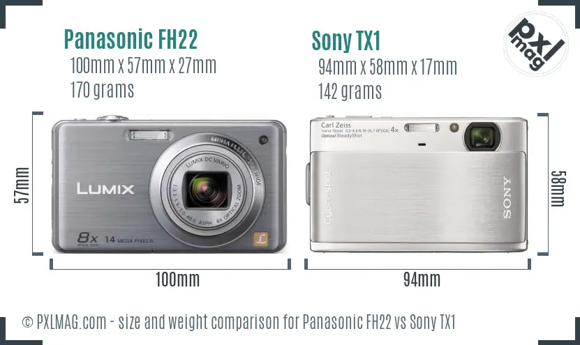 Panasonic FH22 vs Sony TX1 size comparison