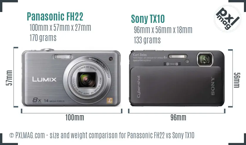 Panasonic FH22 vs Sony TX10 size comparison