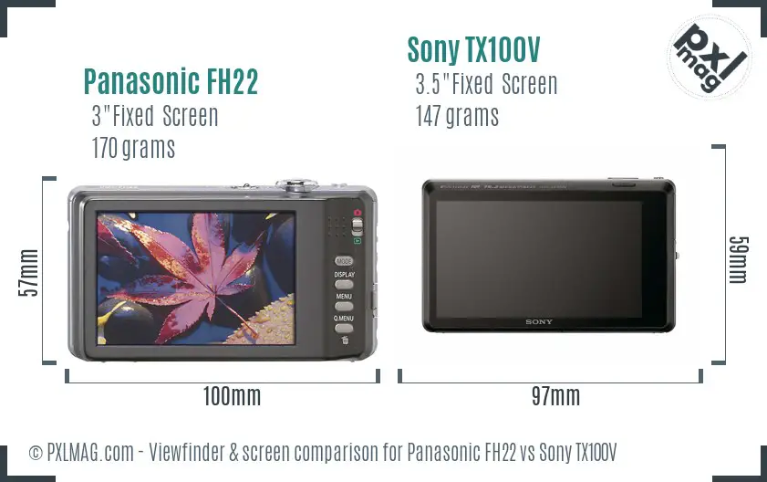 Panasonic FH22 vs Sony TX100V Screen and Viewfinder comparison