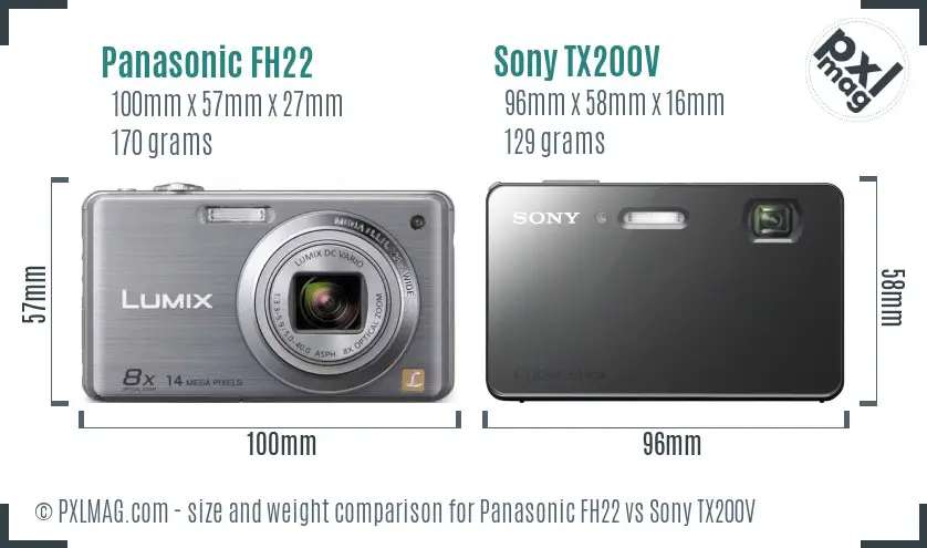 Panasonic FH22 vs Sony TX200V size comparison Panasonic FH22 vs Sony TX200V size comparison