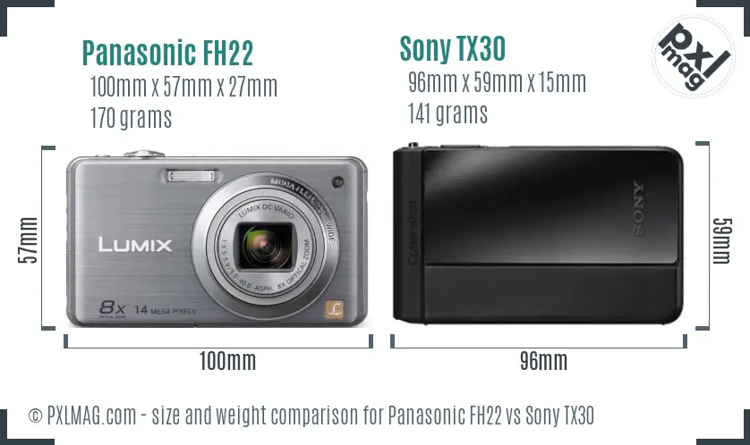 Panasonic FH22 vs Sony TX30 size comparison