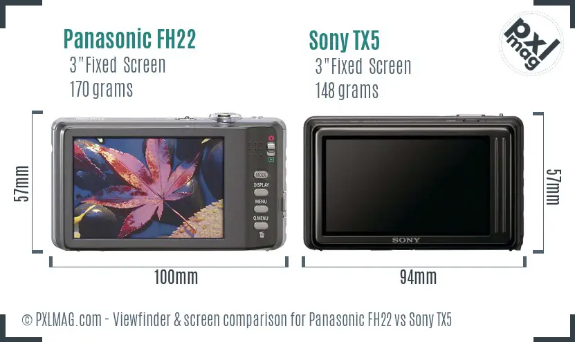 Panasonic FH22 vs Sony TX5 Screen and Viewfinder comparison