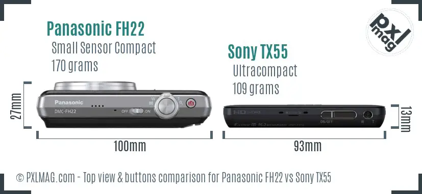 Panasonic FH22 vs Sony TX55 top view buttons comparison