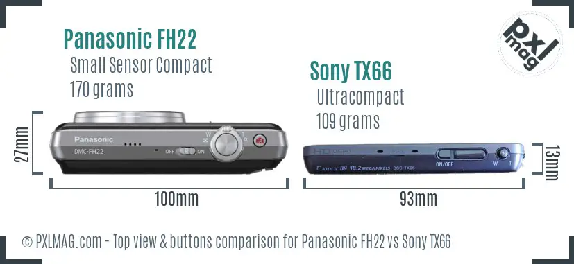 Panasonic FH22 vs Sony TX66 top view buttons comparison Panasonic FH22 vs Sony TX66 top view buttons comparison