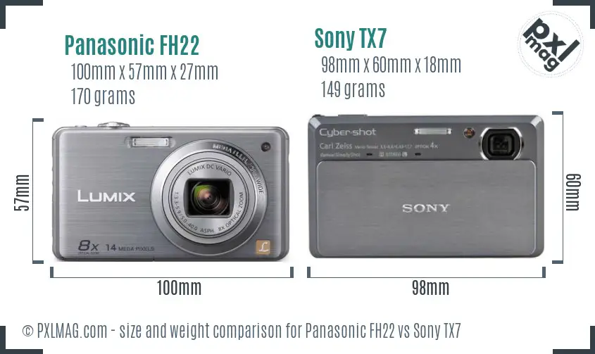 Panasonic FH22 vs Sony TX7 size comparison