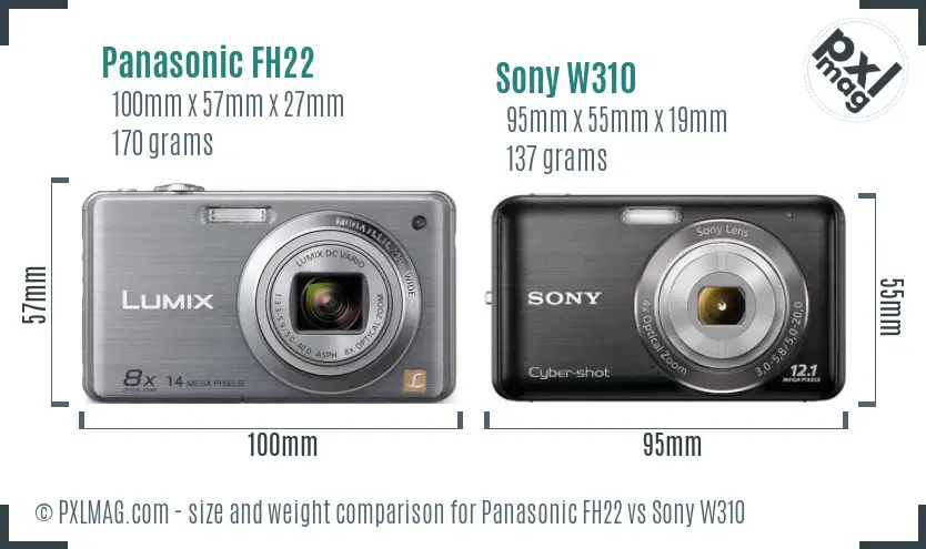 Panasonic FH22 vs Sony W310 size comparison Panasonic FH22 vs Sony W310 size comparison