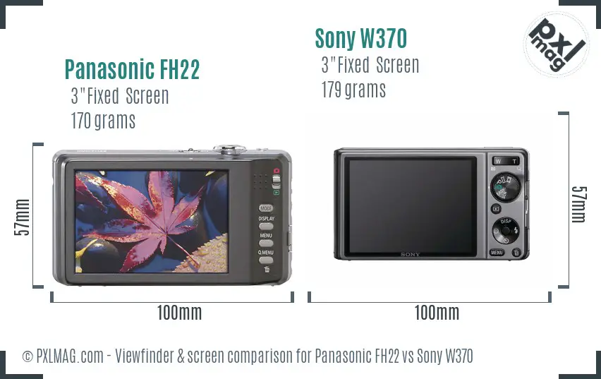Panasonic FH22 vs Sony W370 Screen and Viewfinder comparison Panasonic FH22 vs Sony W370 Screen and Viewfinder comparison