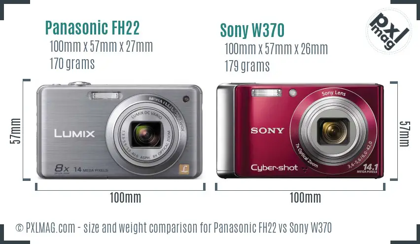 Panasonic FH22 vs Sony W370 size comparison Panasonic FH22 vs Sony W370 size comparison