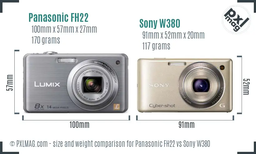 Panasonic FH22 vs Sony W380 size comparison Panasonic FH22 vs Sony W380 size comparison