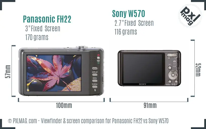 Panasonic FH22 vs Sony W570 Screen and Viewfinder comparison