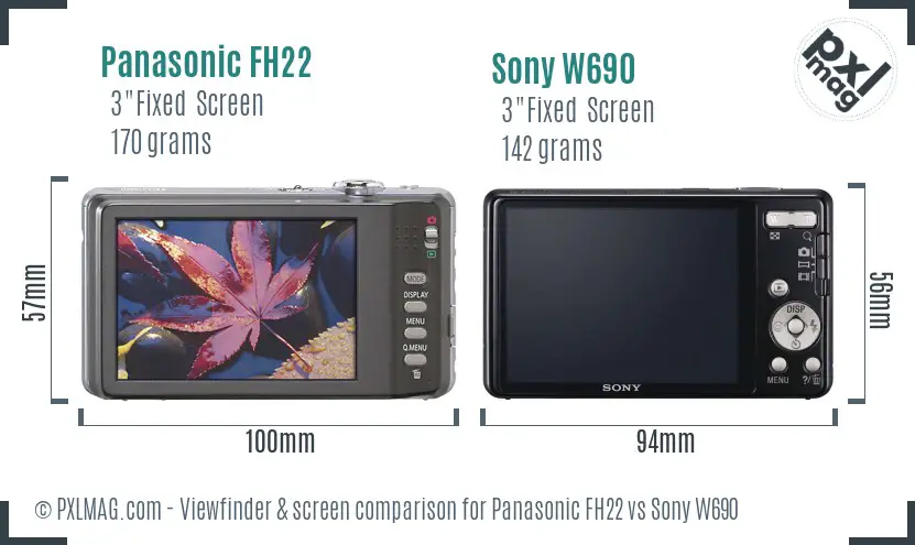 Panasonic FH22 vs Sony W690 Screen and Viewfinder comparison