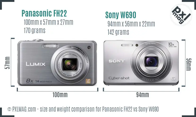 Panasonic FH22 vs Sony W690 size comparison