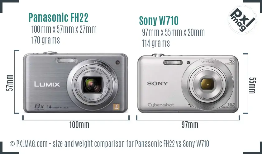 Panasonic FH22 vs Sony W710 size comparison