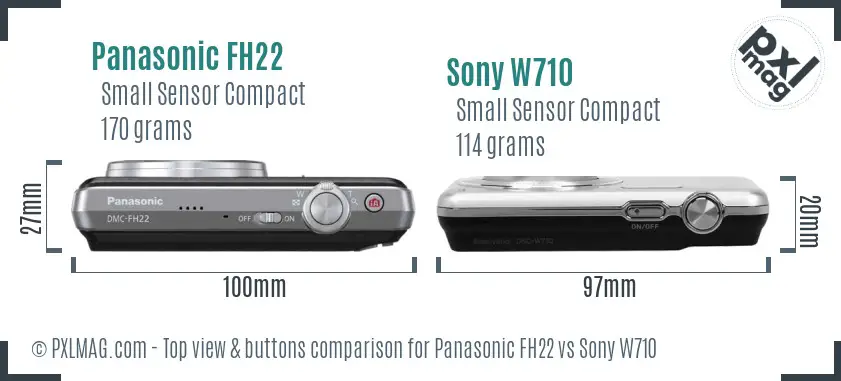 Panasonic FH22 vs Sony W710 top view buttons comparison
