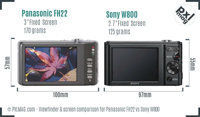 Panasonic FH22 vs Sony W800 Screen and Viewfinder comparison