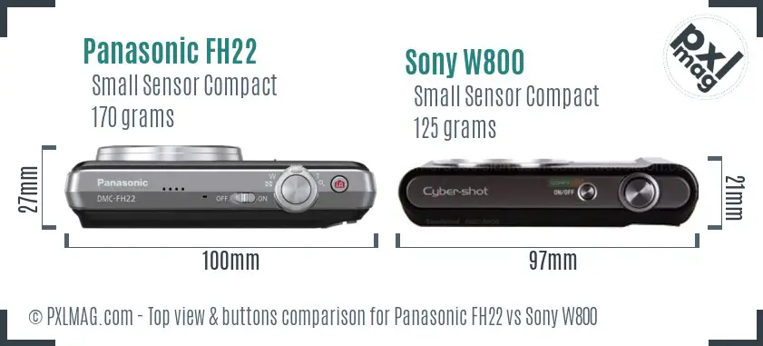 Panasonic FH22 vs Sony W800 top view buttons comparison
