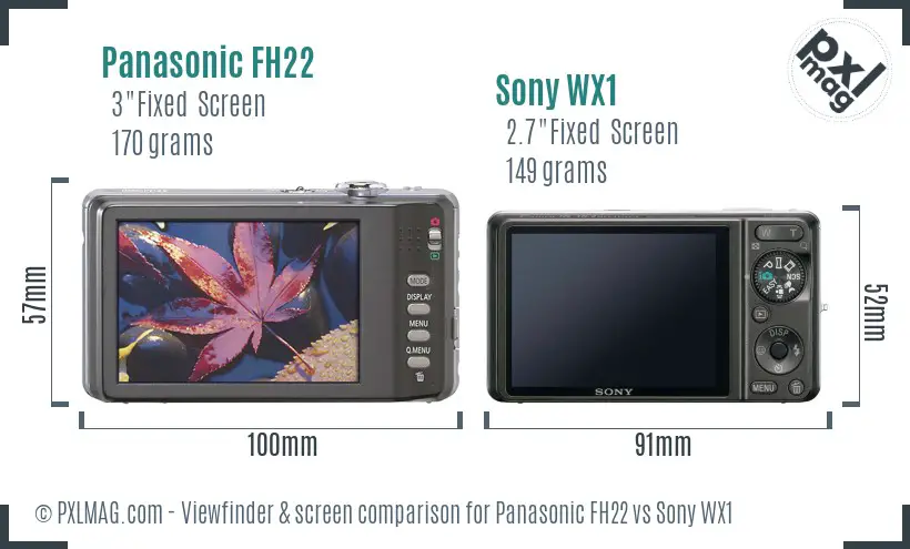 Panasonic FH22 vs Sony WX1 Screen and Viewfinder comparison