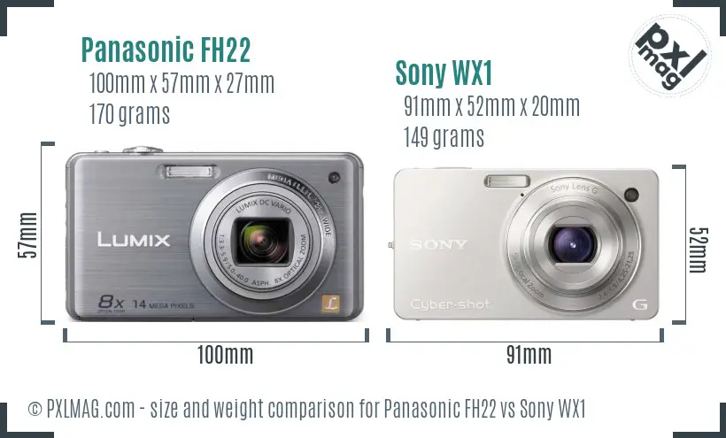 Panasonic FH22 vs Sony WX1 size comparison