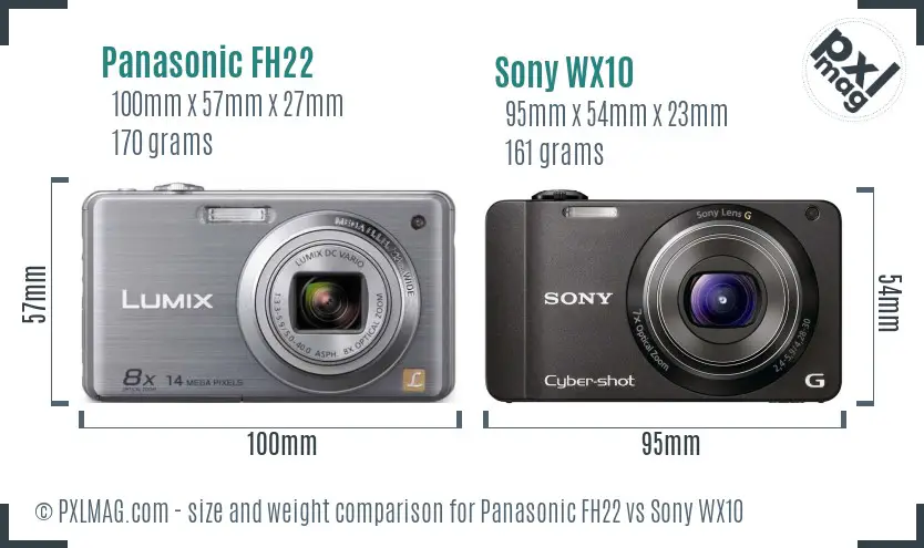 Panasonic FH22 vs Sony WX10 size comparison