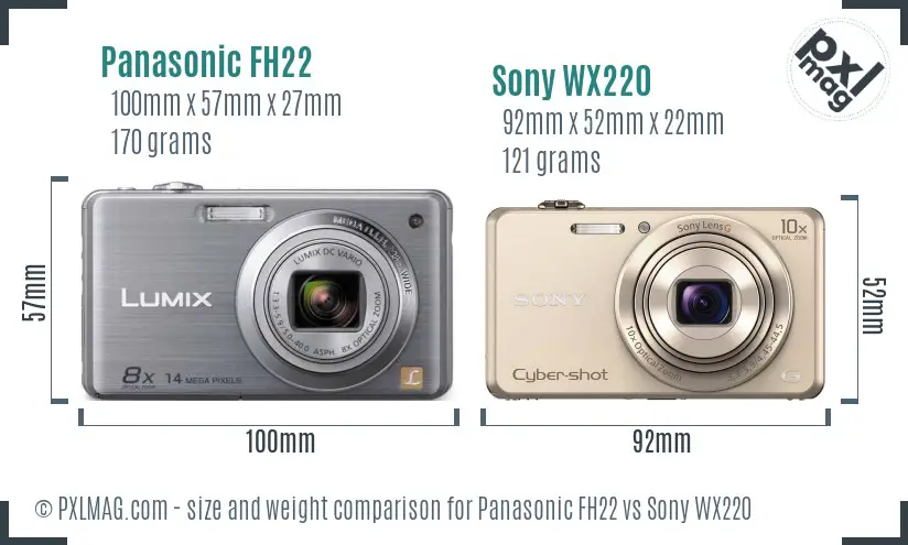 Panasonic FH22 vs Sony WX220 size comparison