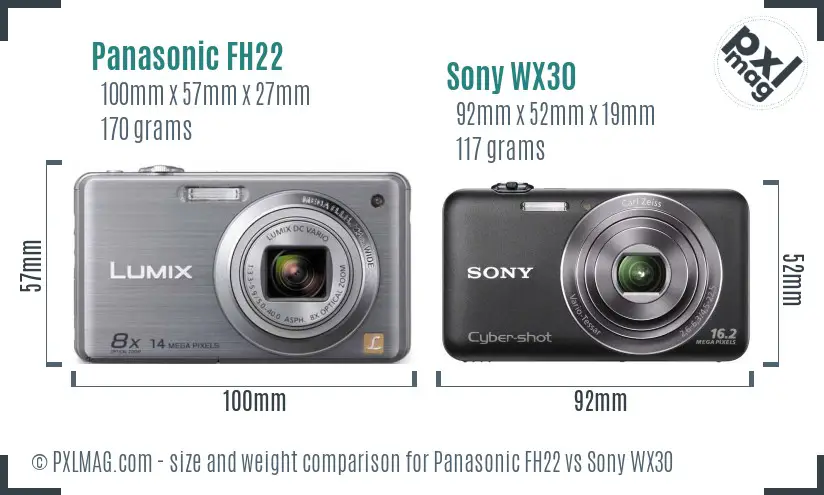 Panasonic FH22 vs Sony WX30 size comparison