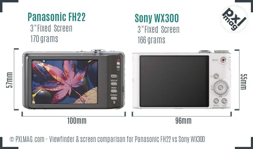 Panasonic FH22 vs Sony WX300 Screen and Viewfinder comparison