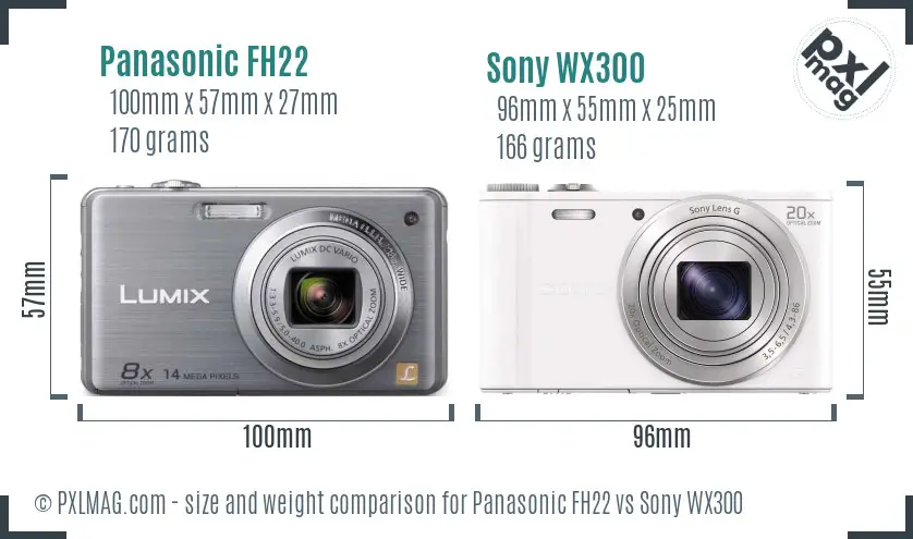Panasonic FH22 vs Sony WX300 size comparison
