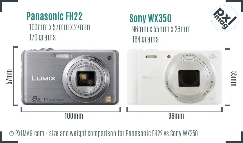 Panasonic FH22 vs Sony WX350 size comparison