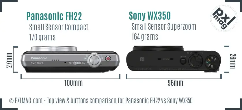 Panasonic FH22 vs Sony WX350 top view buttons comparison