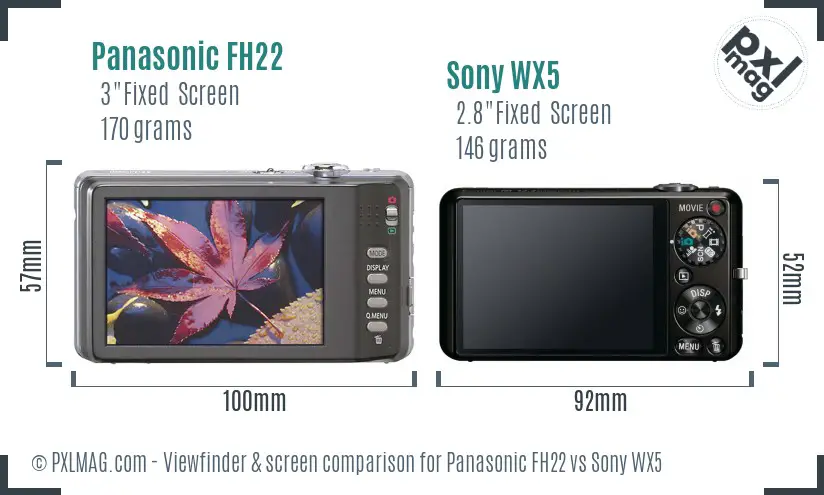 Panasonic FH22 vs Sony WX5 Screen and Viewfinder comparison