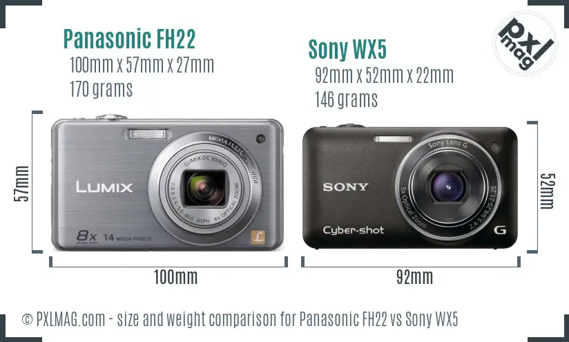 Panasonic FH22 vs Sony WX5 size comparison