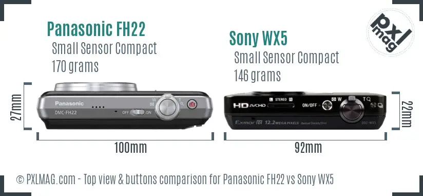 Panasonic FH22 vs Sony WX5 top view buttons comparison
