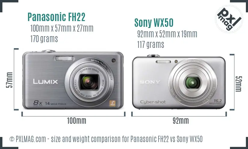 Panasonic FH22 vs Sony WX50 size comparison