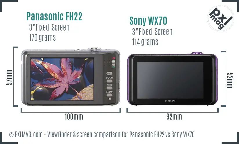 Panasonic FH22 vs Sony WX70 Screen and Viewfinder comparison