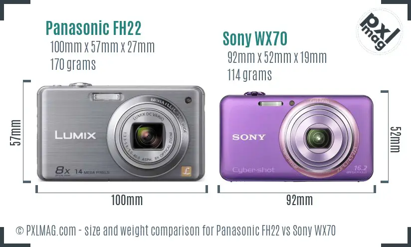 Panasonic FH22 vs Sony WX70 size comparison