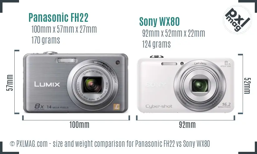 Panasonic FH22 vs Sony WX80 size comparison