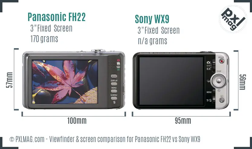 Panasonic FH22 vs Sony WX9 Screen and Viewfinder comparison